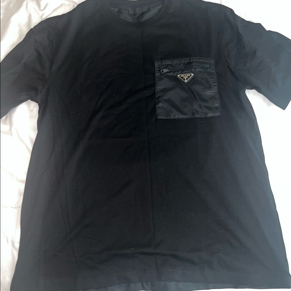 Prada, cotton shirt with Nylon pocket